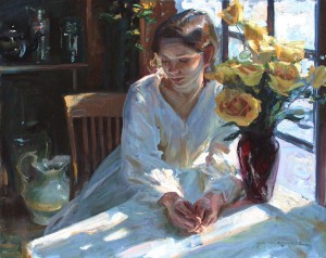 A woman in a white dress
